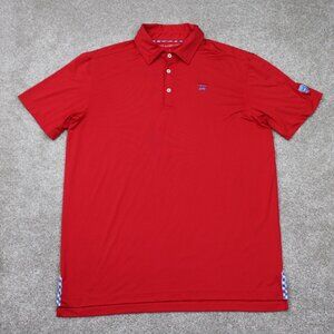 Bald Head Blues Polo Shirt Mens Large Red Polyester Stretch Golf S/S‎ Pullover